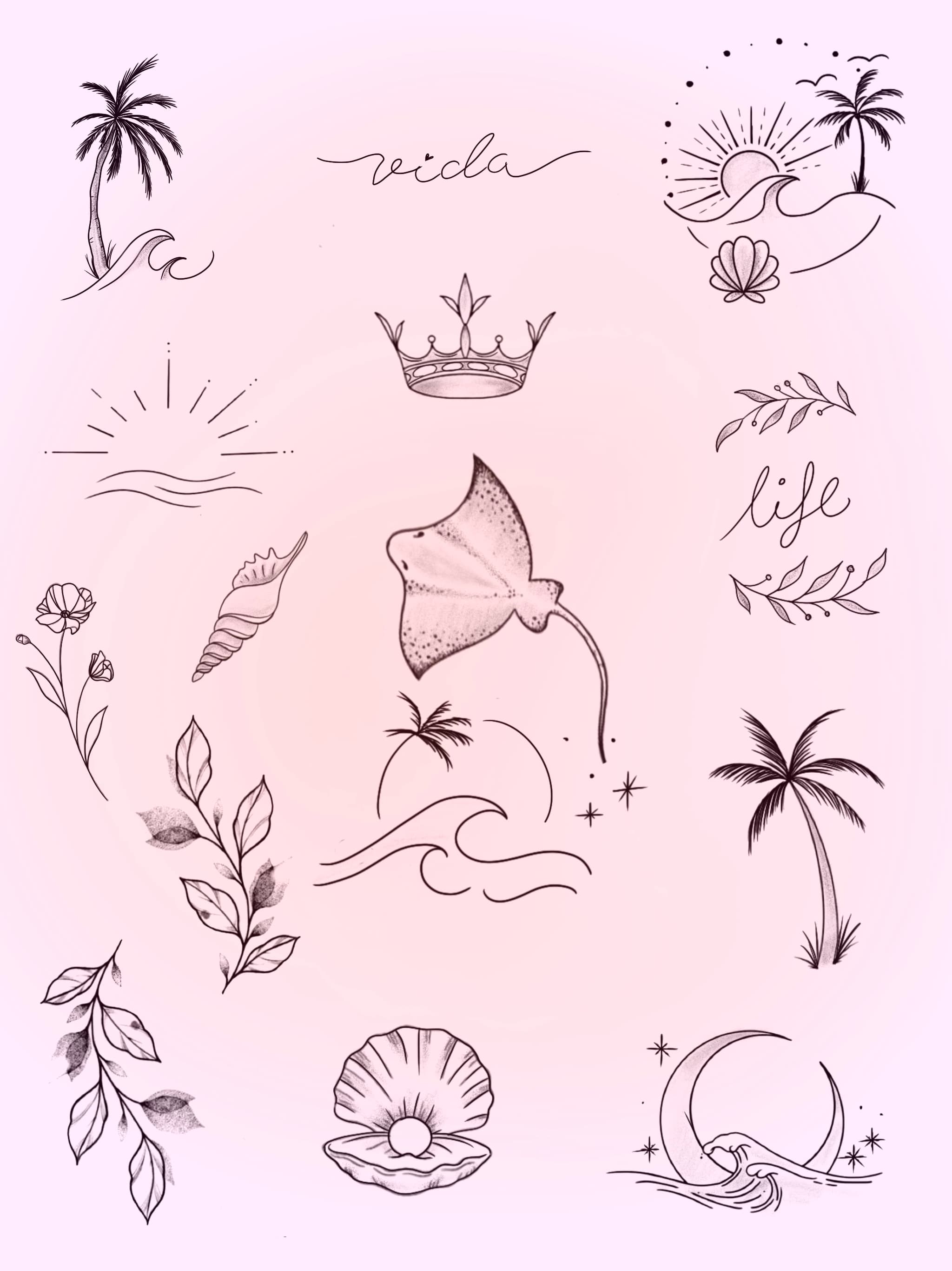 Petits souvenirs — flash fineline par Borikoi, Mahavéli Tattoo Saint-Denis