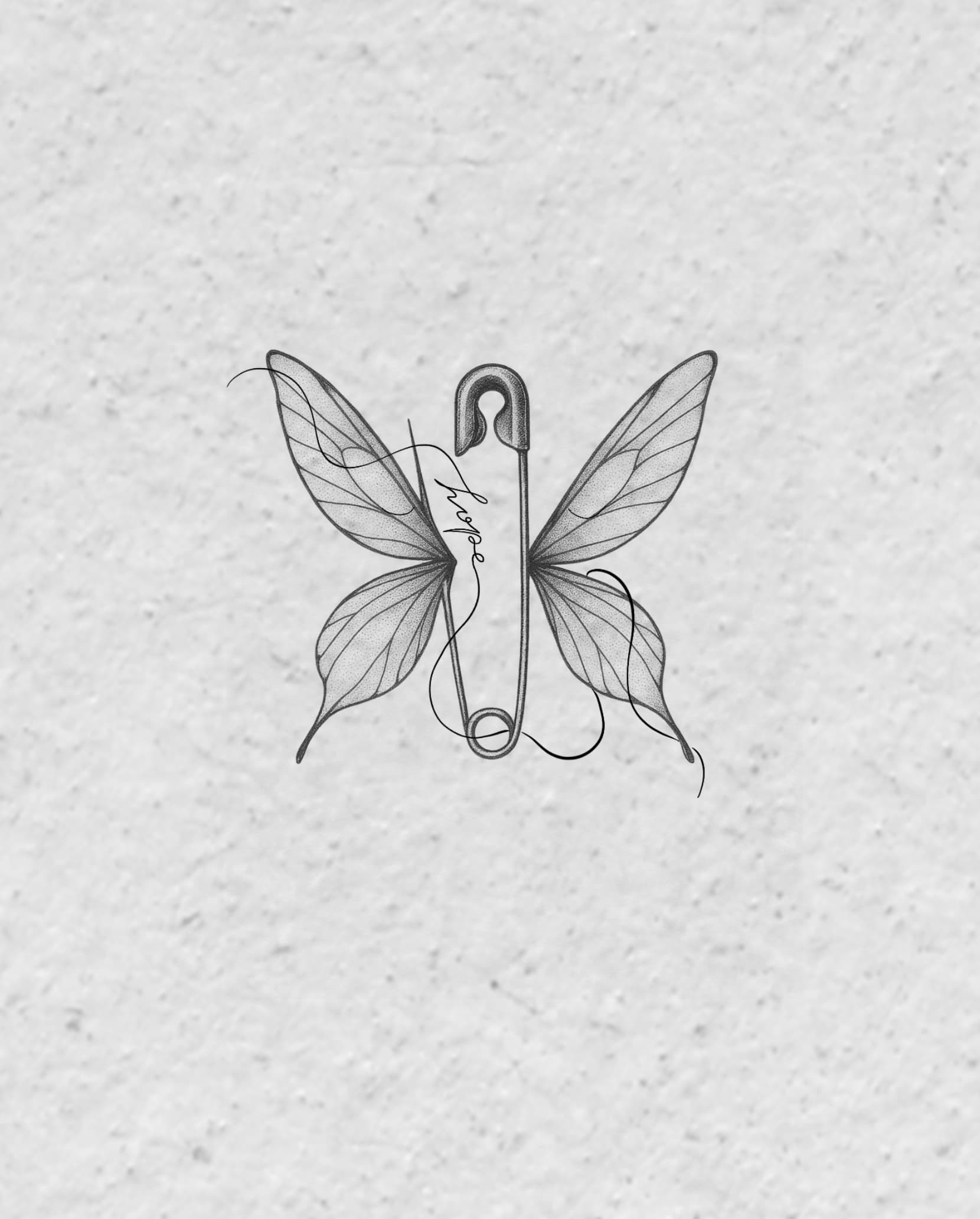 Butterfly hope — flash fineline par JM, Mahavéli Tattoo Saint-Denis